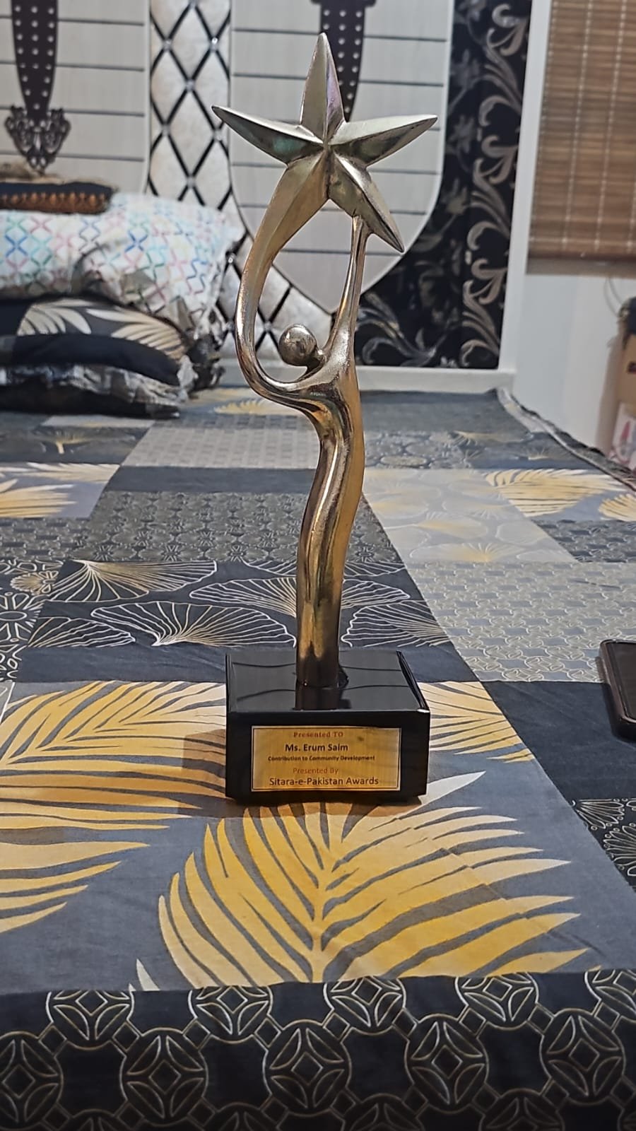 Received Sitar-e-Pakistan award presented by MPA and Special Assistant to the Chief Minister